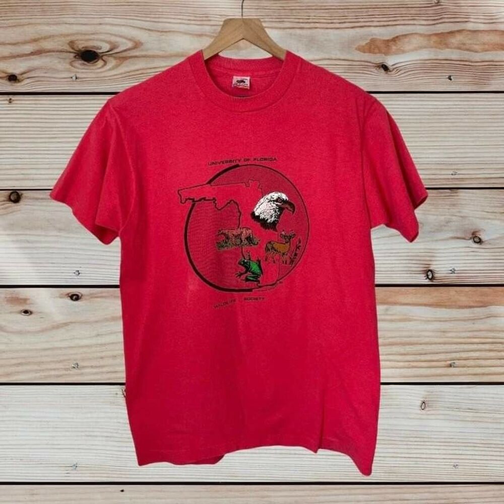 Fruit Of The Loom Shirt Men L Red University Florida State Wild Life Graphic 90s
